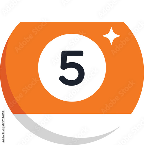 A glossy vector illustration of the billiard ball number five, a round sphere with a white circle for a pool or snooker sport game.