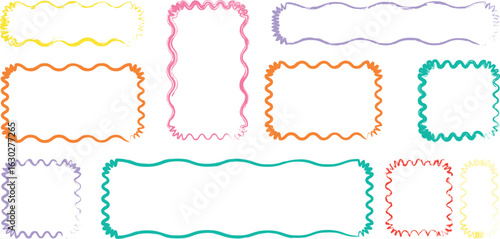 Handcrafted Grunge Backgrounds: A Set of Artistic Painted Square and Rectangular Zigzag Brush Shapes


