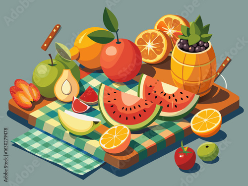 A colorful assortment of fresh fruits and berries displayed artistically