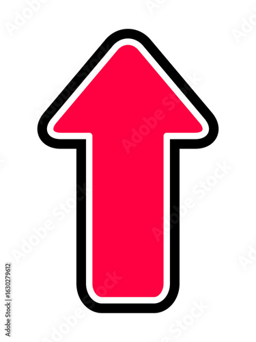 赤　黒白線あり　上向き矢印