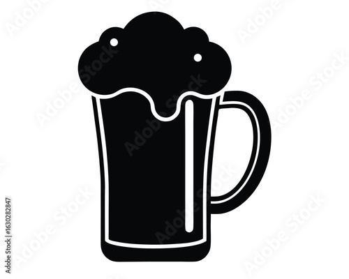 A frothy beer mug isolated on white background