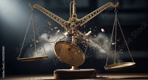 Antique scales breaking apart