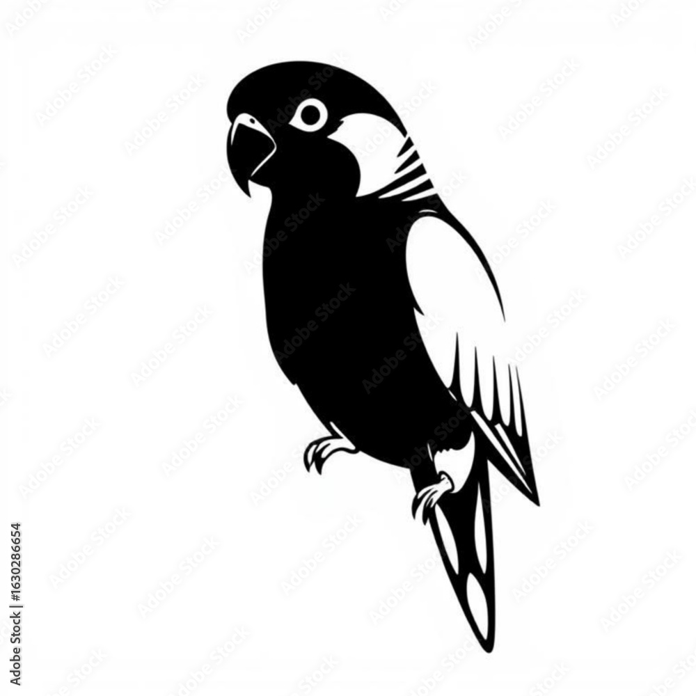 Obraz premium Black Parakeet Animal Icon