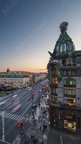 Wallpaper Mural sunset twilight illumination saint petersburg famous palace traffic street prospect rooftop panorama vertical timelapse 4k russia  Torontodigital.ca