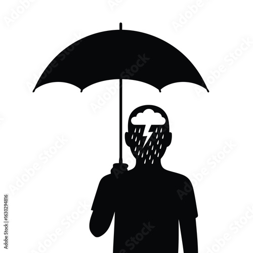 Vector illustration of Mental Health: Finding Shelter from the Storm