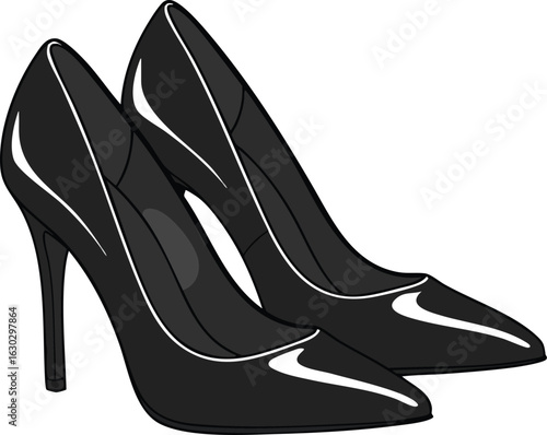 Black High Heels Elegant Vector Illustration