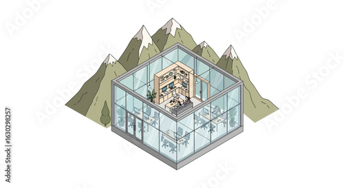 Mountain coworking space interior modern office design