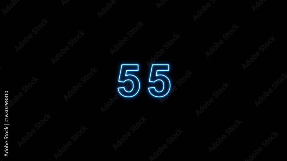 Neon Glow Countdown 60 Seconds Animation - Motion Graphics Video Template