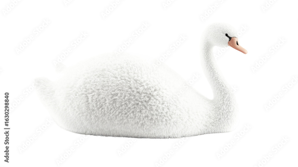 Obraz premium Elegant white swan with long neck and feathers isolated on white background 