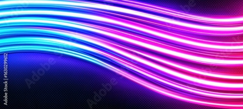 Colorful Waves of Light in Blue and Pink Against a Dark Background