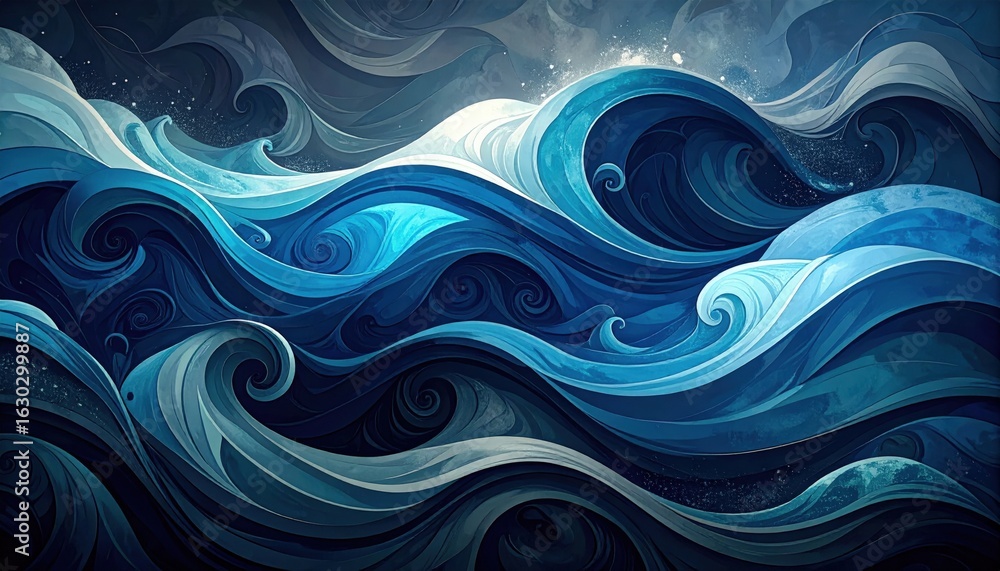 Fototapeta premium Abstract Pixelated Ocean Waves Background