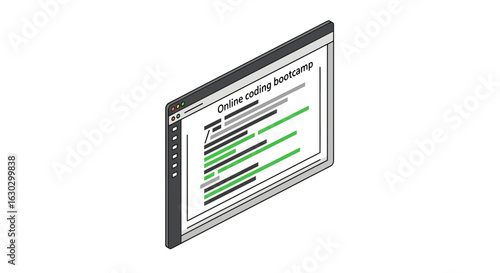 Online coding bootcamp screen display with code snippets