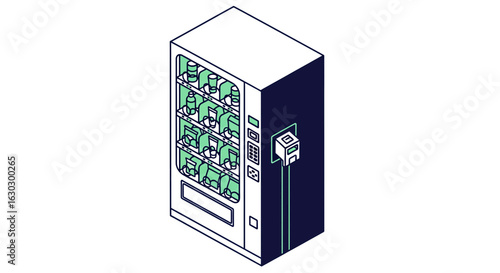 Vending machine isometric view with payment terminal