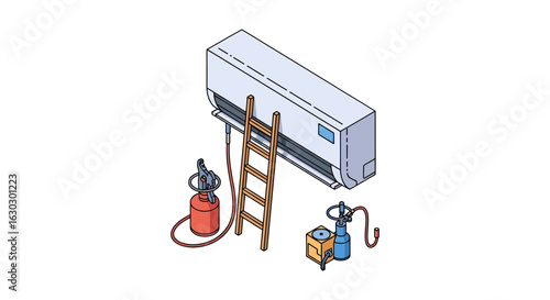 Air conditioner repair service equipment ladder refrigerant