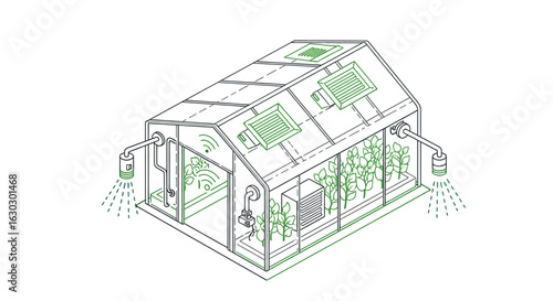 Smart greenhouse with irrigation and ventilation system