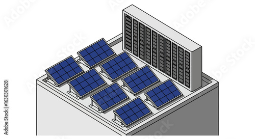 Solar panels on rooftop building sustainable energy concept