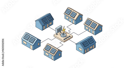 Residential solar power network connected homes energy grid