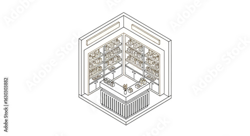 Perfume Boutique Interior Outline Shop Display Shelf Retail