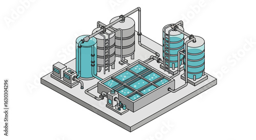Water treatment plant diagram industrial process equipment