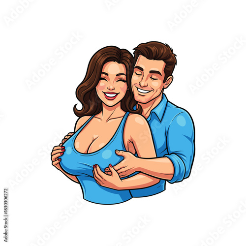 Playful Couple Hugging and Smiling