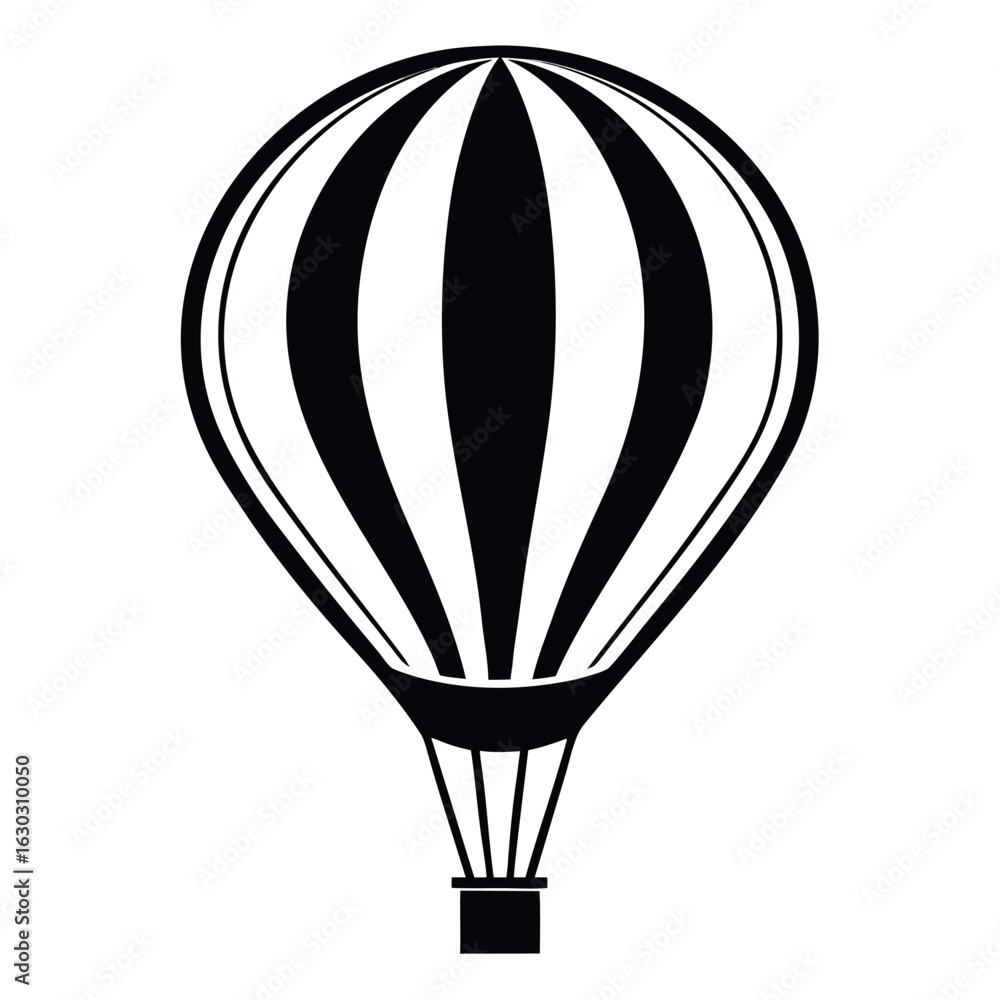 Fototapeta premium Photo of black and white hot air balloon isolated on white background