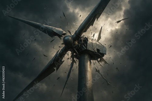 Damaged wind turbine
