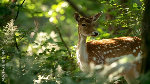 Deer cautiously moving through the undergrowth