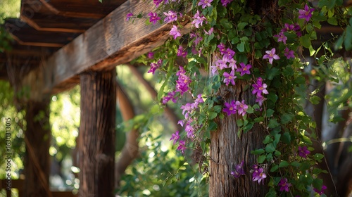 Close-up of vibrant flowering vines twisting