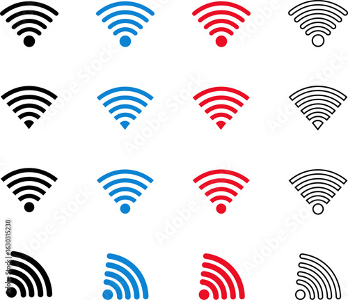 Colorful icon set-wireless signal. Flat icon.