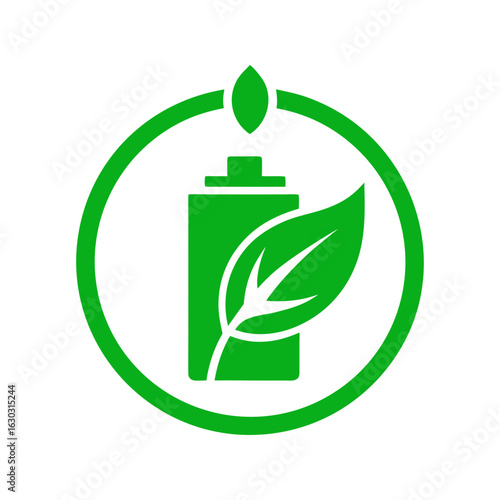 Clean energy storage icon placed inside organic shape for renewable power visuals
