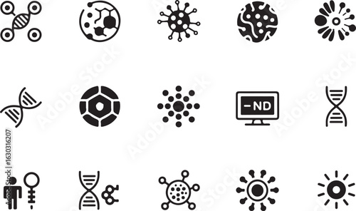 Vector illustrations of microbiology and biology icons