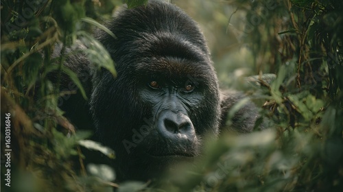 A majestic gorilla standing