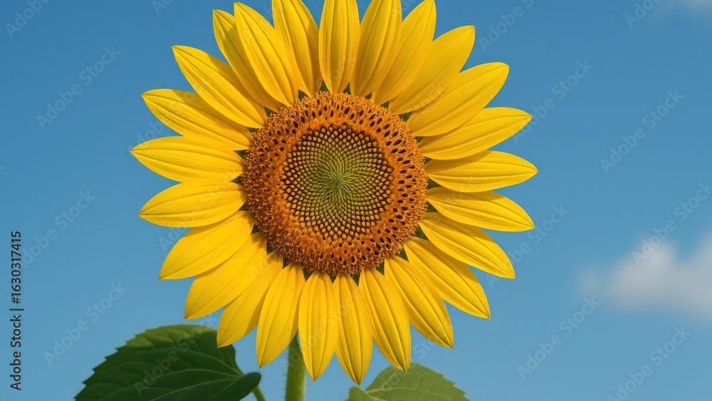 Vibrant sunflower under clear sky. Vibrant sunflower under clear sky.