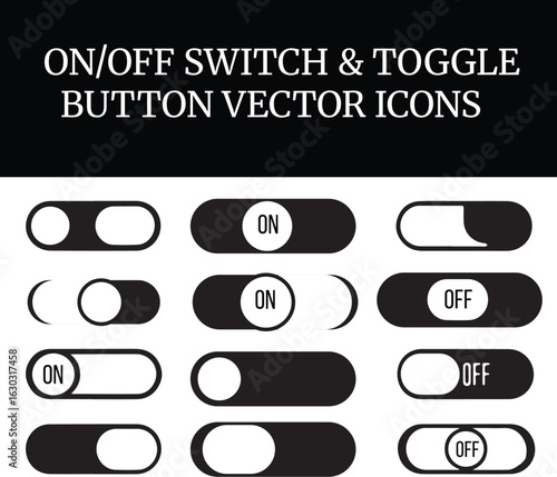 On/Off Switch & Toggle Button Vector Icons