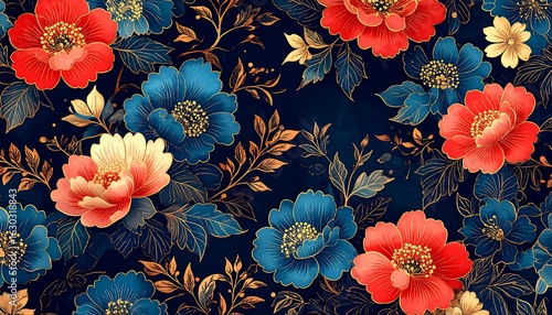 Wallpaper Mural Floral Pattern, Bold Peonies Torontodigital.ca