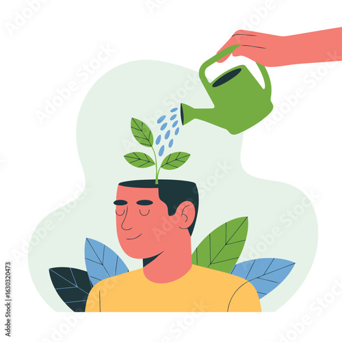 Vector illustration of Nurturing Growth: Mindful Self-Development & Personal Growth Illustration