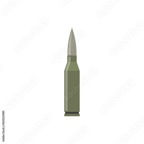 Isolated green rifle bullet cartridge icon vectors on a white background for military concepts