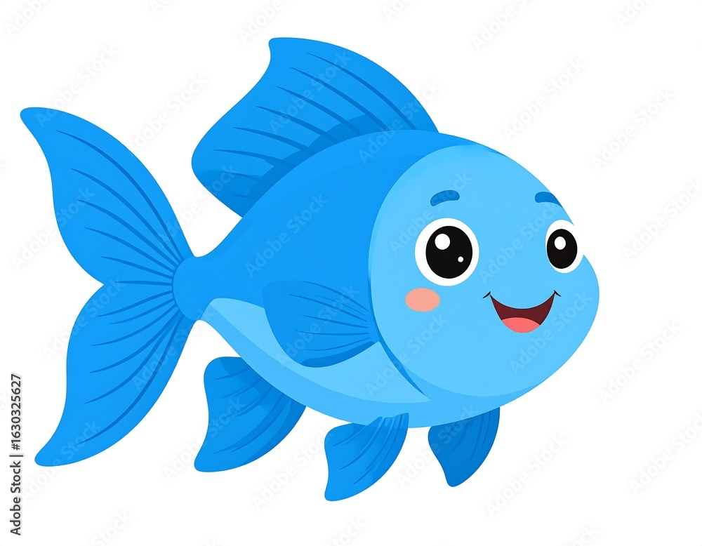 Obraz premium Cute cartoon blue fish