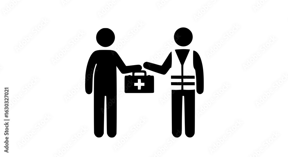Obraz premium A person giving a first aid kit to someone