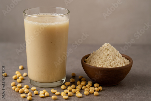 Selective focus of healthy drink Sattu or Sattoo. stock photo 