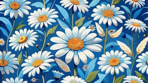 seamless pattern with camomiles
