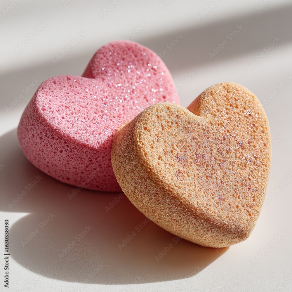 Obraz premium Two heart-shaped bath bombs
