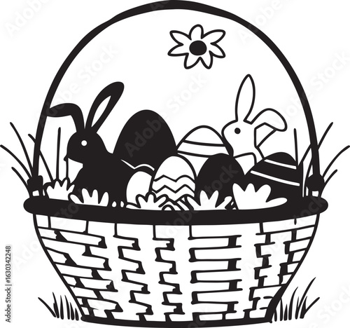 easter basket with eggs and bunny