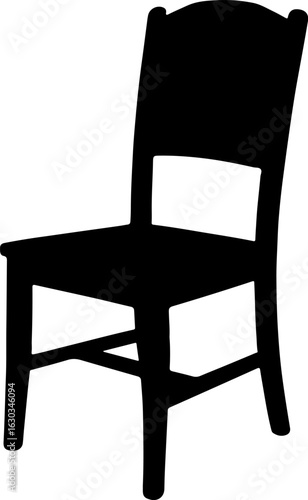 Classic wooden dining chair with curved backrest in a stark black silhouette