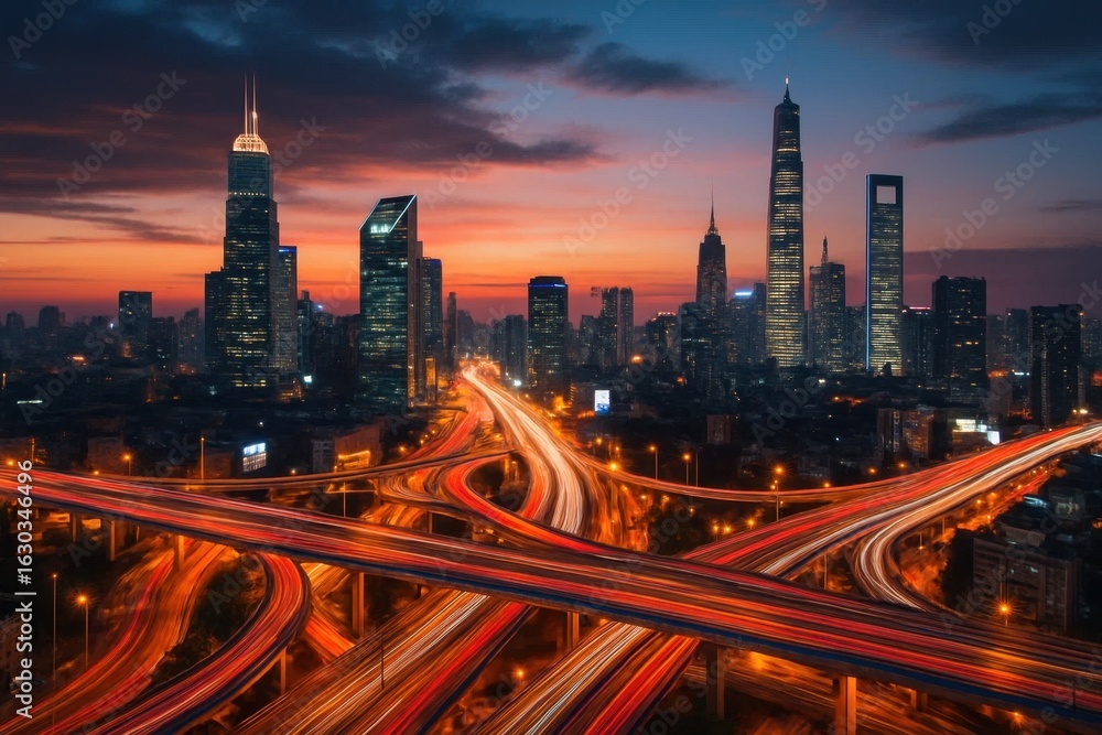 Fototapeta premium A Symphony of Lights and Roads