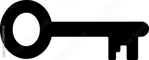 Classic antique key silhouette symbolizing access opportunity and unlocking secrets or solutions