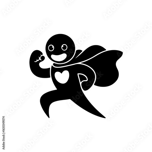 Superhero of Love running to the rescue quickly