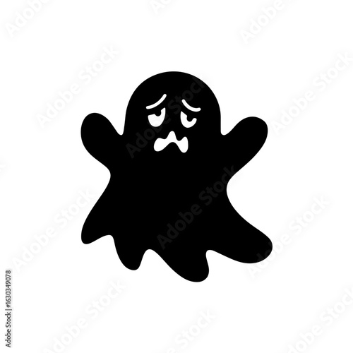 Sad ghost with drooping face and downturned mouth
