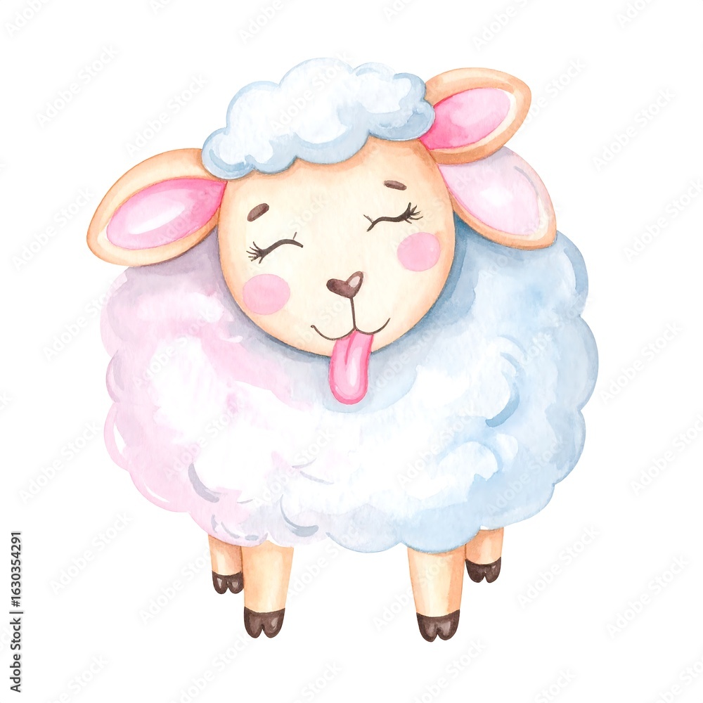Cute cartoon sheep with pink tongue (1) Cute cartoon sheep with pink tongue (1)