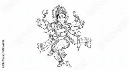 Wallpaper Mural Intricate Ganesha Drawing A Divine Om Symbol Artwork Torontodigital.ca